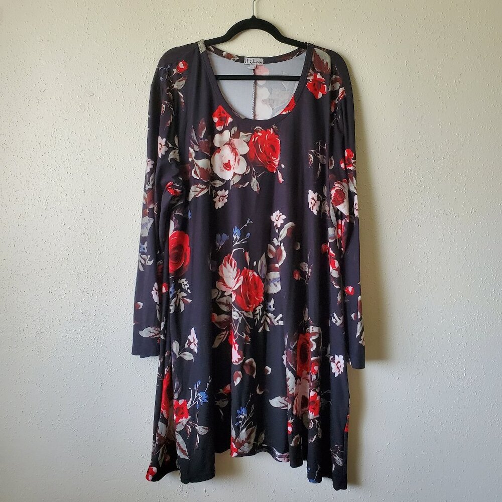 EUC 2X J for Justify Super Soft Floral Long Sleeve Shift Dress